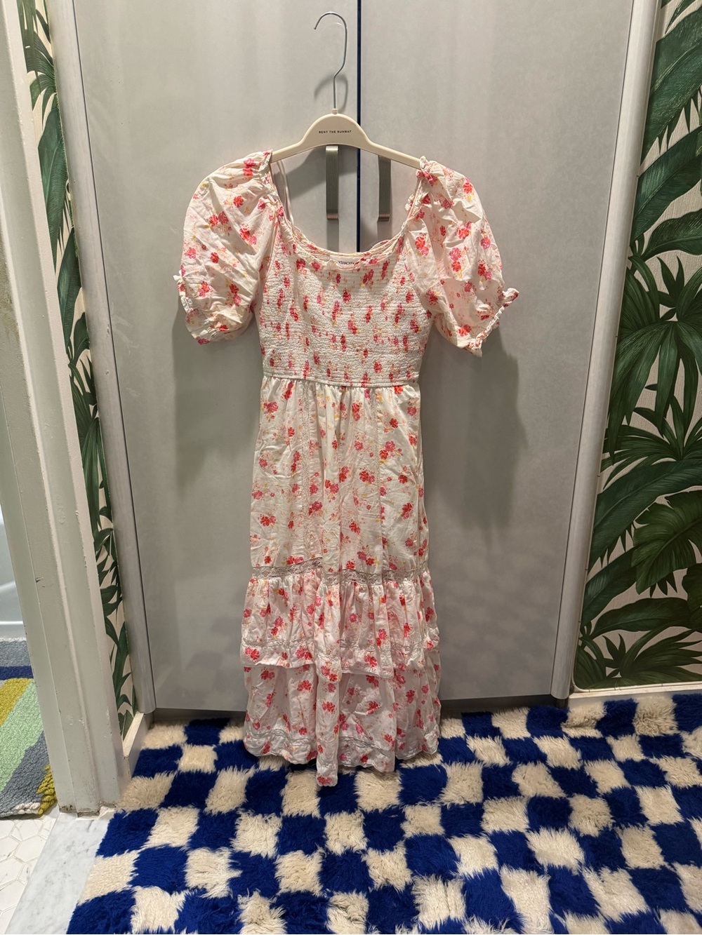 LoveShackFancy for Target White Dress with Pink and Coral Floral Print